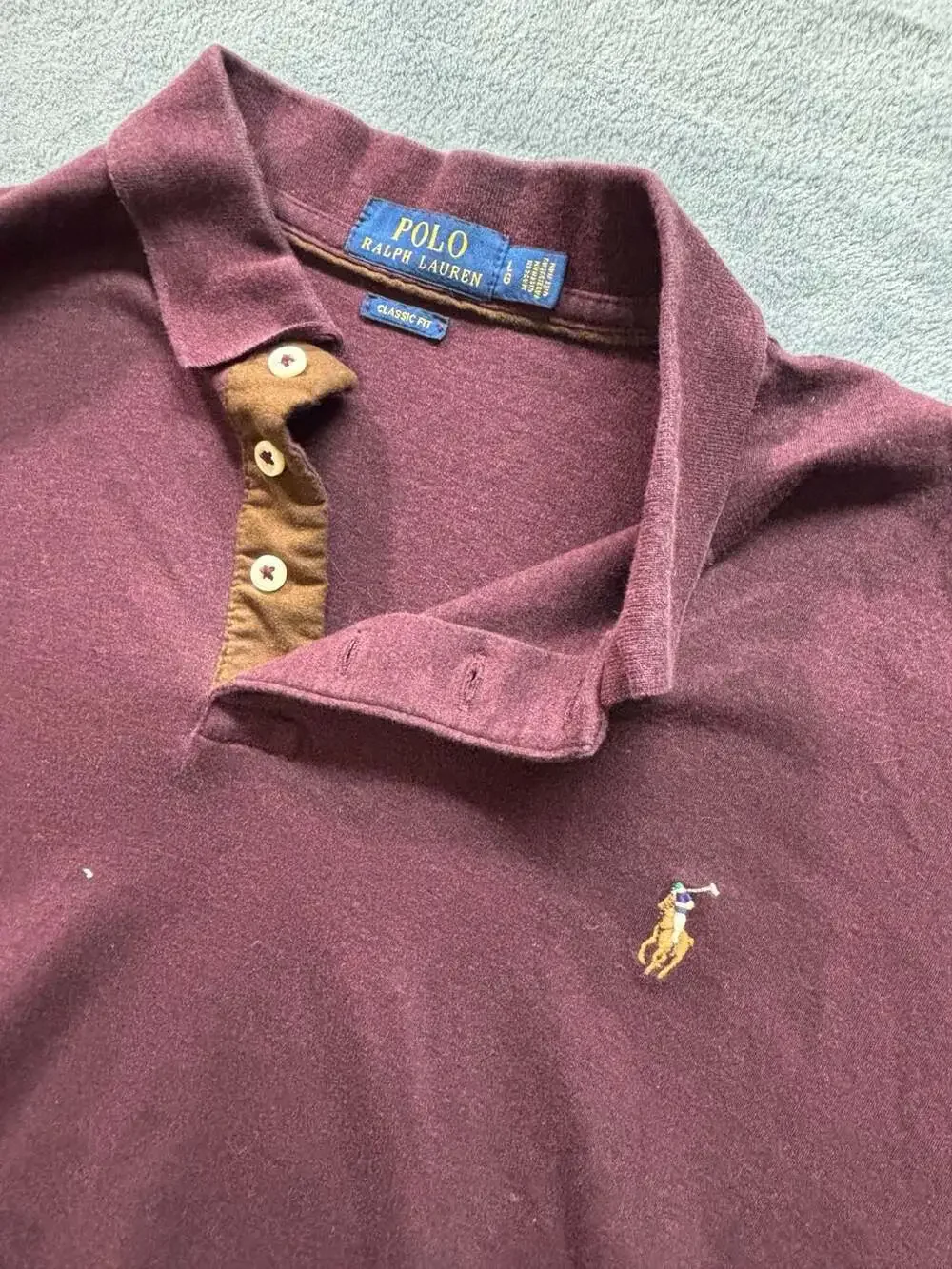 SIZE LARGE Polo Ralph Lauren Classic Fit Long Sleeve Henley Polo Shirt